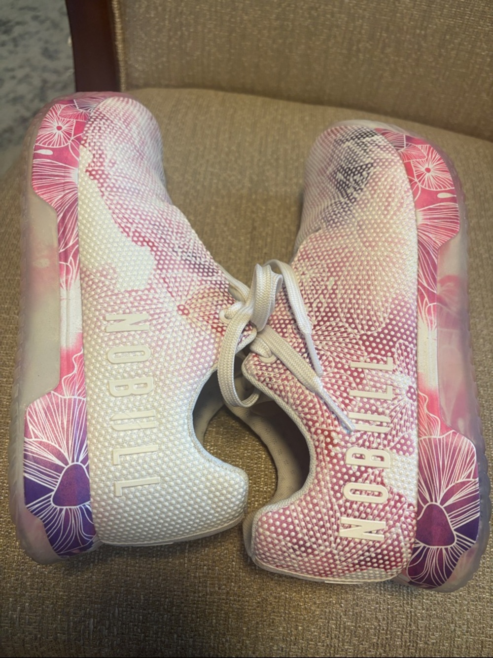 NOBULL Pink White Floral Athletic Shoes - Picture 7 of 8